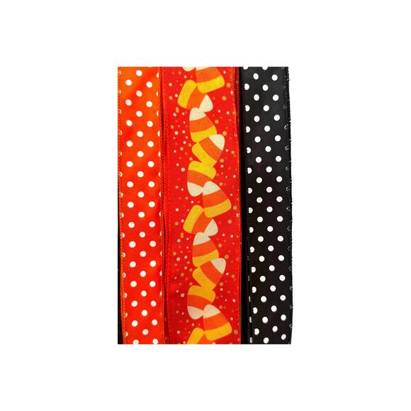 Halloween Candy Corn Wreath Kit - "Trick or Treat" Sign & Coordinating Ribbons - Picture 5 of 5